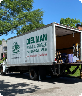 A Dielman Moving truck at the St. Louis yard
